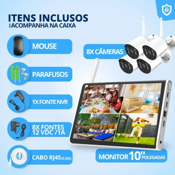 D NQ NP 2X 645365 MLB82885701036 032025 F sistema de vigilncia digital sem fio lcd kit de 8 cmeras